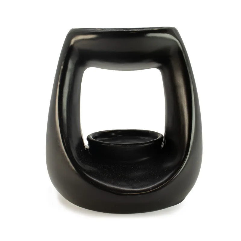 Ceramic Zen Olio Bruciatore - Large Oval Pebble - Matt Nero