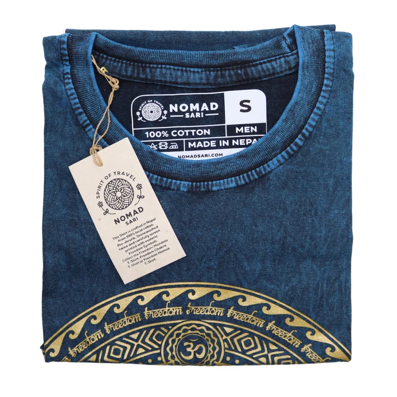 Nomad Sari Stonewashed Cotton T-Shirt – Chakra – Blu – Small — foto 2