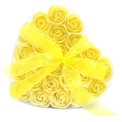 Set da 24 Saponi a Forma di Cuore Floreale – Rose Gialle