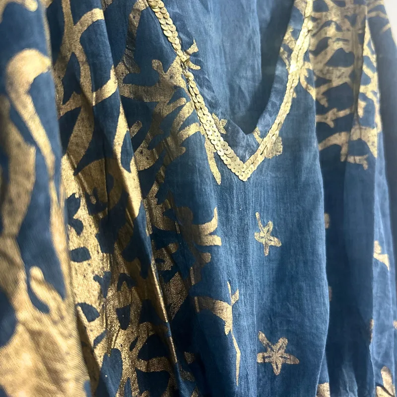 Nomad Sari Kaftan – Sea Blu with Oro Coral Print — foto 1