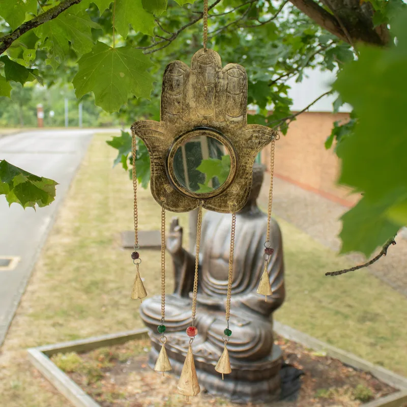 Indian Chimes Hamsa Lrg Mirror 5 Bells 19x65cm — foto 2