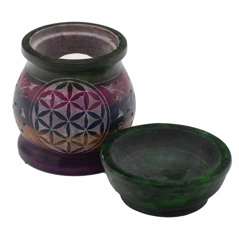 Soapstone Olio Bruciatore 10cm Fiore of Life Five Colours — foto 3