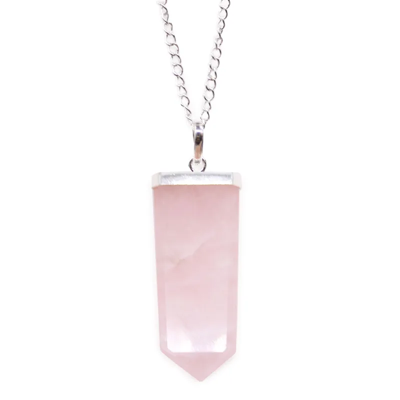 Gemstone Flat Pencil Pendant Rosa Quartz — foto 5