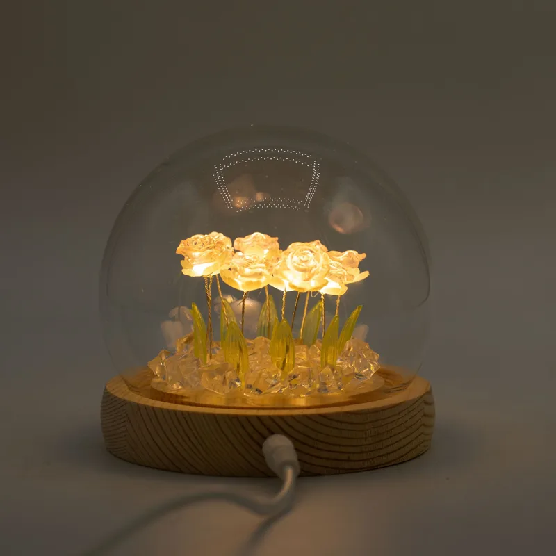 Floral Glow Garden Dome 10 Pink Roses LED USB — foto 5
