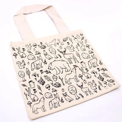 Big Cotton Shopping Bag - 38x42cm - Forest Life - 10oz — foto 2