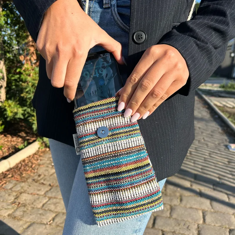 Phone Porta Bag Stripes Multi and Bianco owl decor