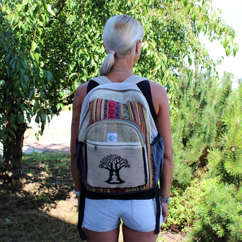 Large Hemp Backpack Bohdi Albero Design — foto 1