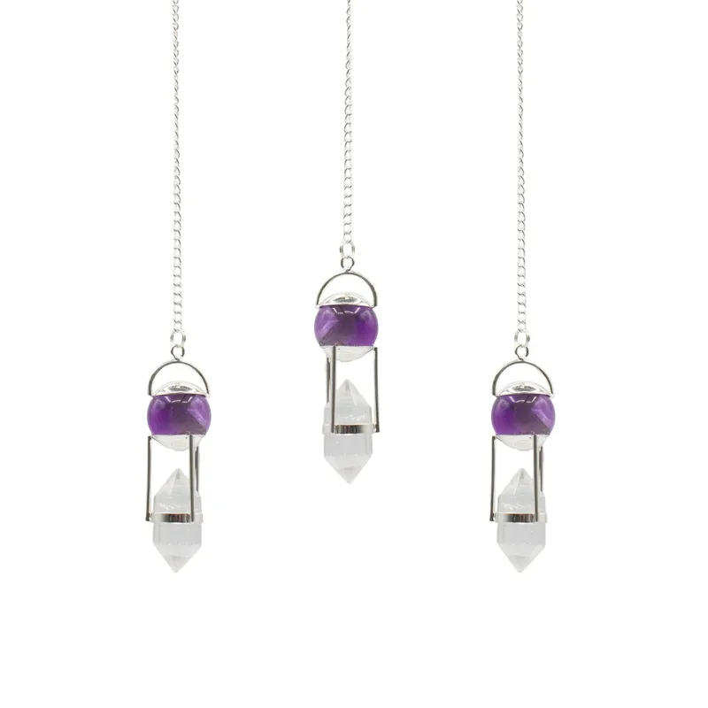 Seeker of Truth Double Power Pendulum Amethyst Globe Clear Quartz Double Terminated