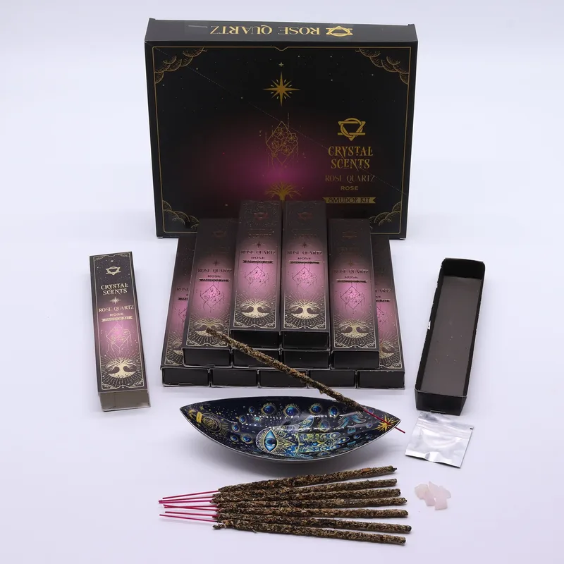 Rosa Quartz Crystal Scents Smudge Incenso - Rosa