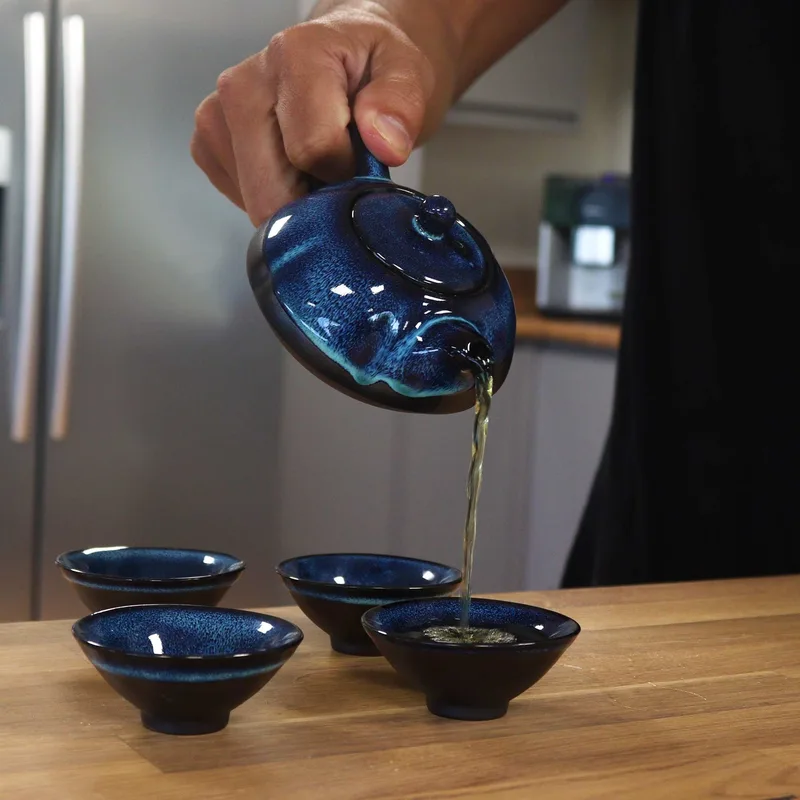Herbal Blues Teapot Set Pot & Four Cups — foto 1