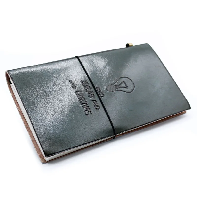 Fatto a mano Leather Journal Good Ideas and Other Dreams Grey