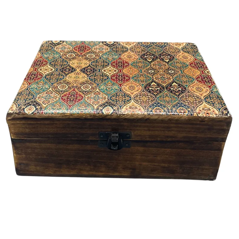 Large Ceramic Glazed Legno Scatola - 20x15x7.5cm - Trad-Pattern