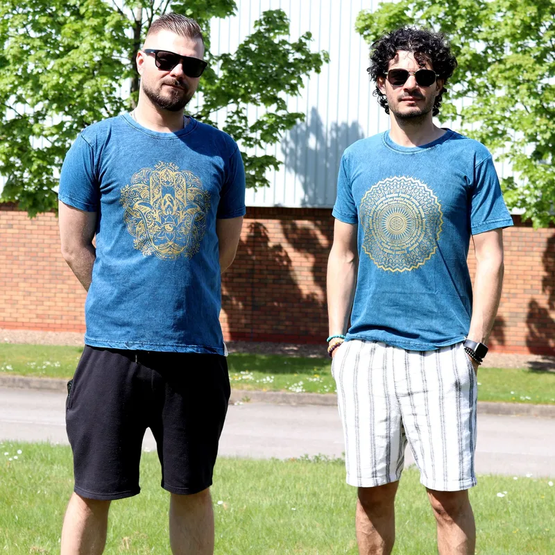 Nomad Sari Stonewashed Cotton T-Shirt Mandala Blu Medium — foto 1