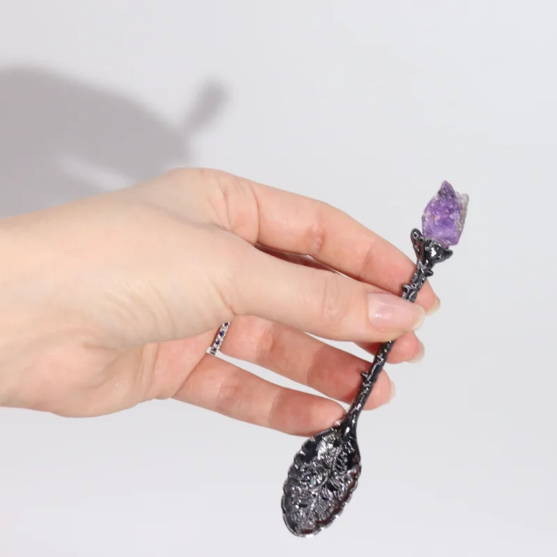 Set of 7 Dark Argento Gemstone Crystal Witch Spoons — foto 1