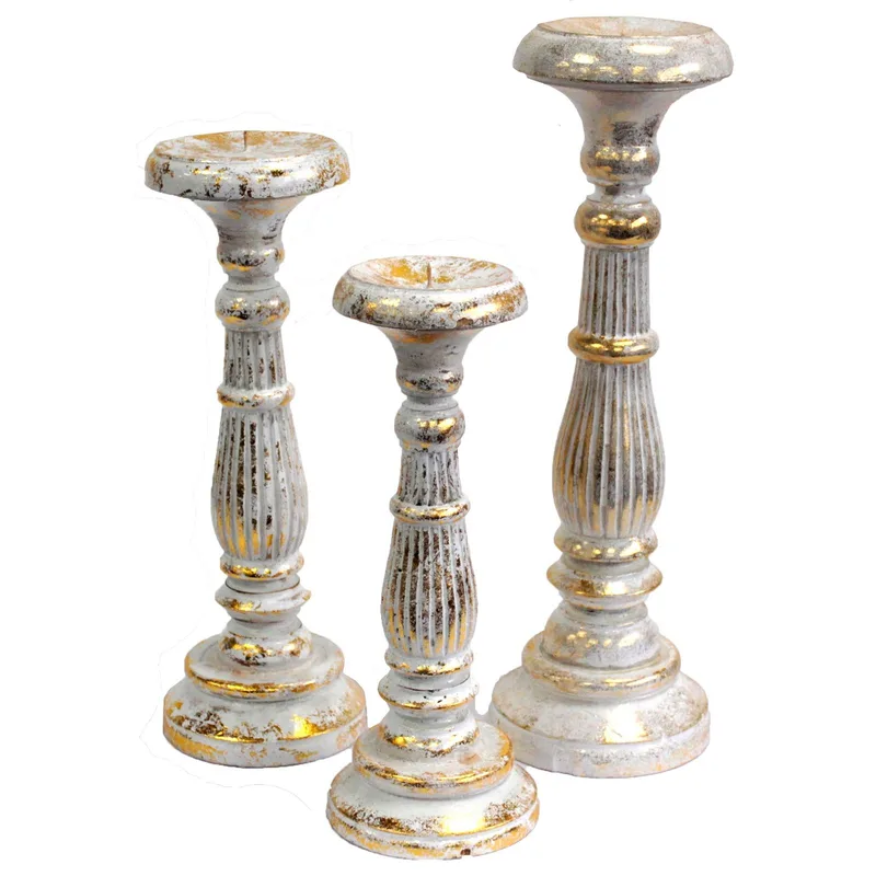 Large Candela Stand Bianco Oro — foto 5