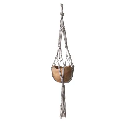 Macrame Small Drop Pot Porta - Beige - 75cm