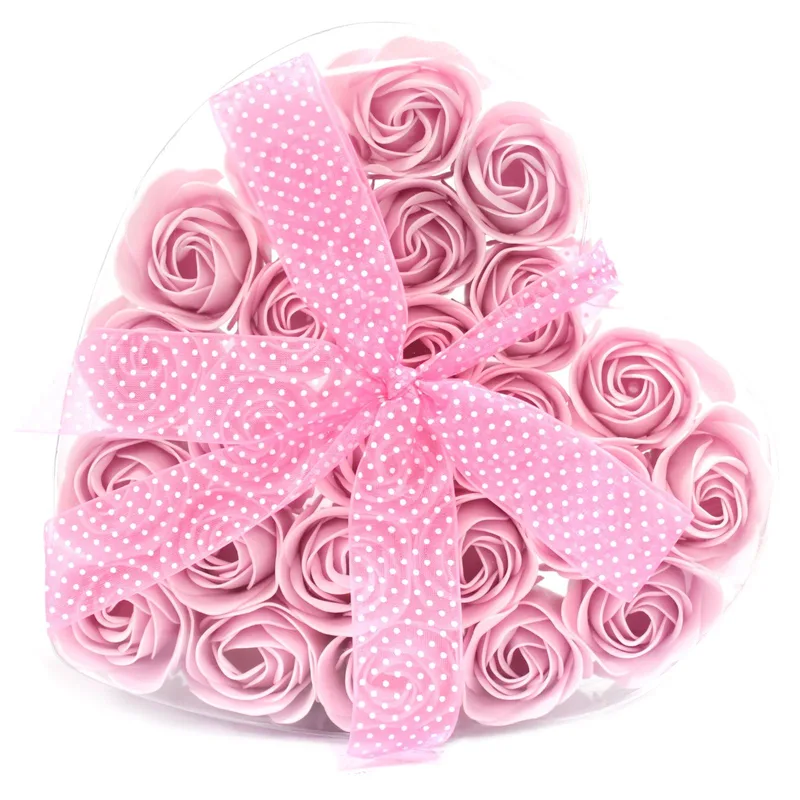 Set da 24 Saponi a Forma di Cuore Floreale - Rosa e Petali Rosa