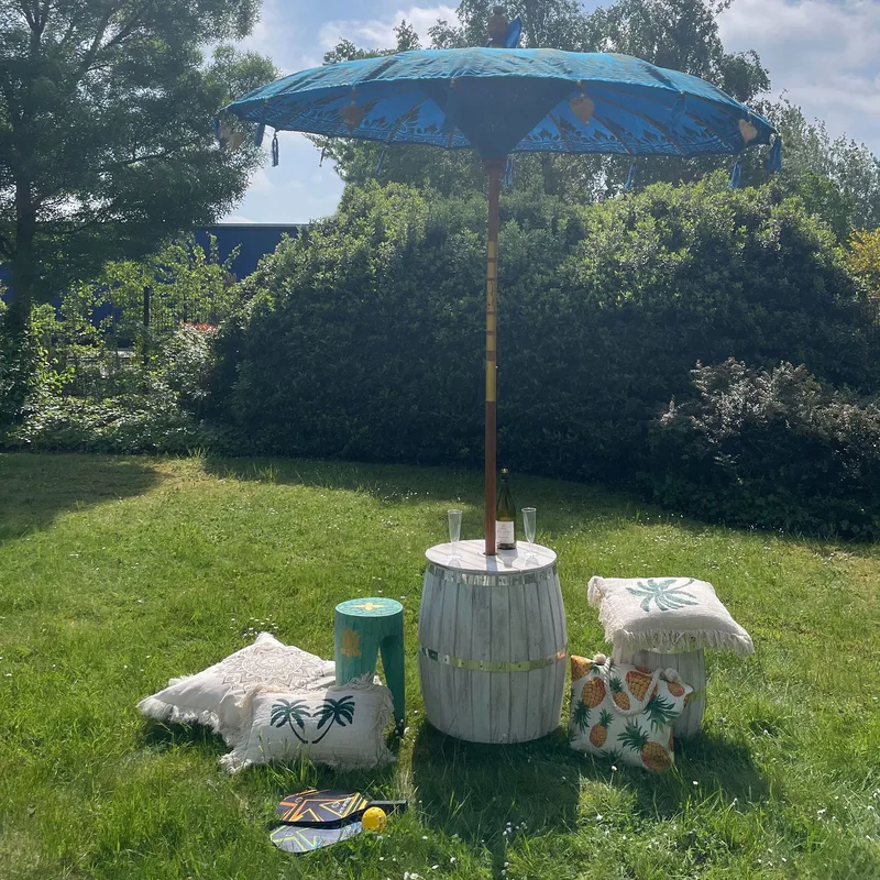 Bali Patio Parasol Cotton Turquoise Decor 2m — foto 1