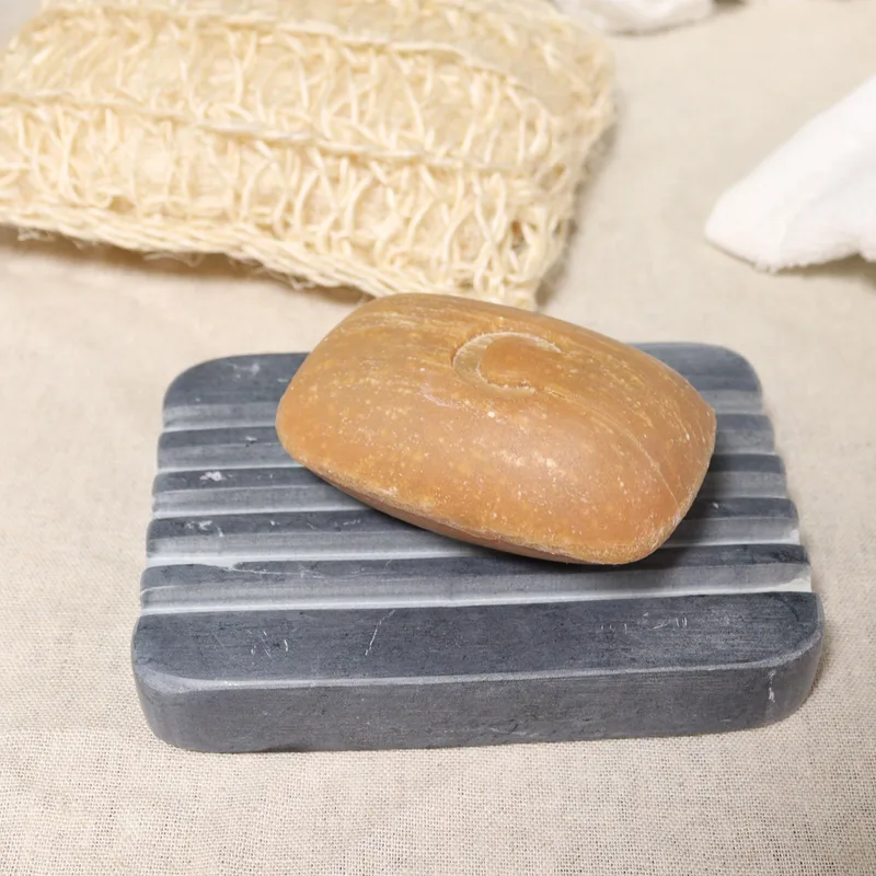 Grey Soapstone Sapone Dish 12x8.5cm - Heavey Ridges — foto 1