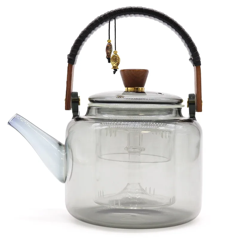 Glass Infuser Teapot With Steamer System Charcoal 1000ml