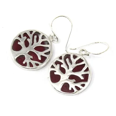 Albero of Life Argento Earrings 15mm Coral Effect