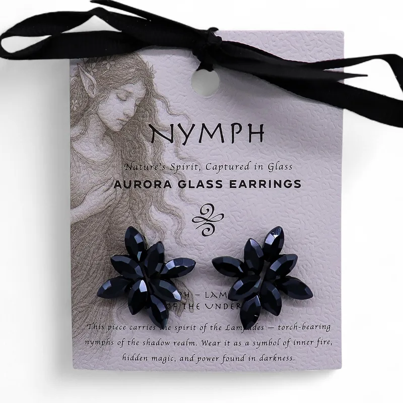 Jet Nero - Vintage Glass - Fiori - Earrings — foto 3