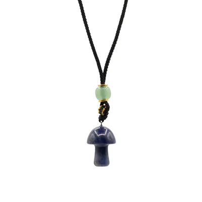 Collana con Ciondolo Pietra Naturale – Sodalite a Forma di Fungo