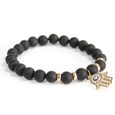 Hamsa / Nero Agate - Gemstone Bracelet