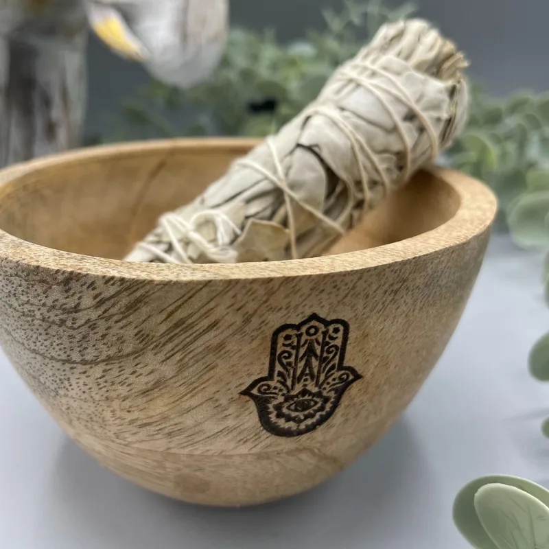 Ciotola di Stesura al Legno e Offerte Rituali – Hamsa – 12x7cm — foto 1