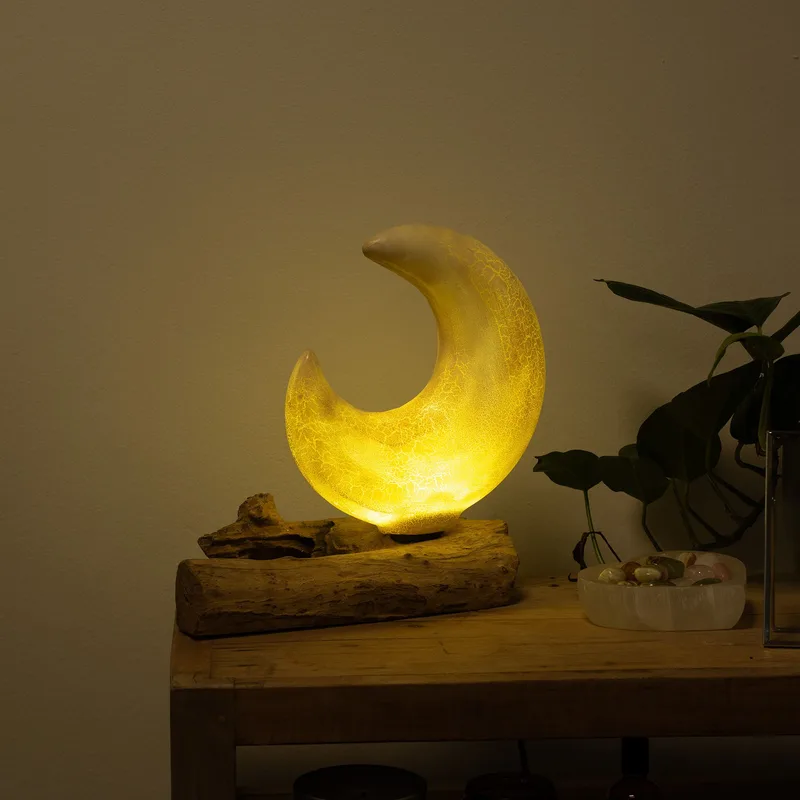 DriftGlow Lamp Crackle Half Moon Shade Grey — foto 4