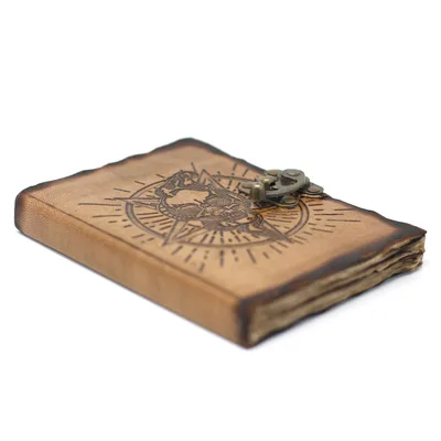 Leather Pentagon & Skull with Burns Detail Notebook — foto 4