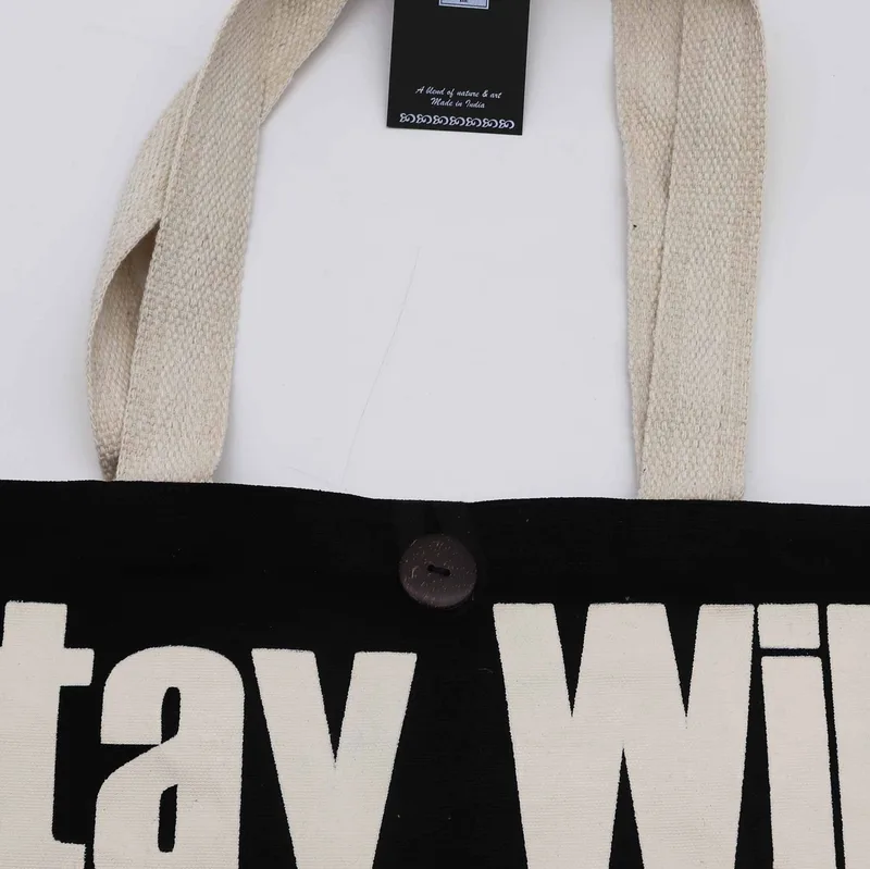 Nomad Sari Iconic Classic Tote Bag - Stay Selvatico Mood Child - Nero Naturale 10oz — foto 2