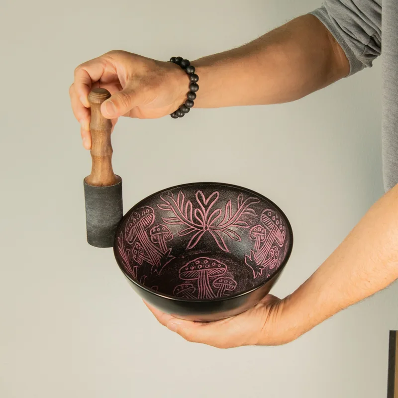 Aluminum Singing Bowl Magic Mushroom Pink — foto 5