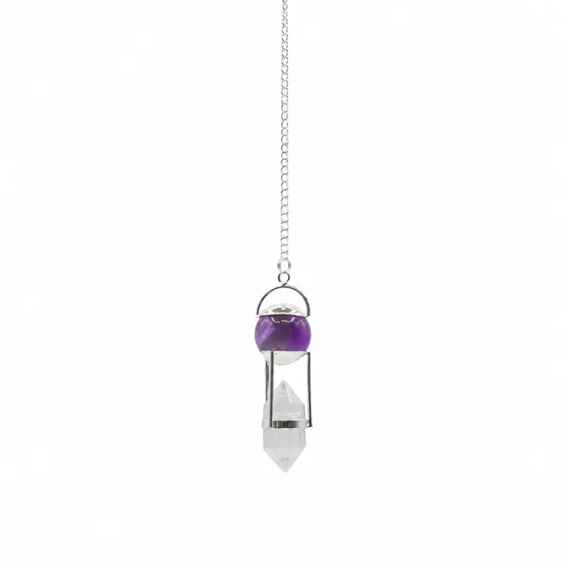 Seeker of Truth Double Power Pendulum Amethyst Globe Clear Quartz Double Terminated — foto 1