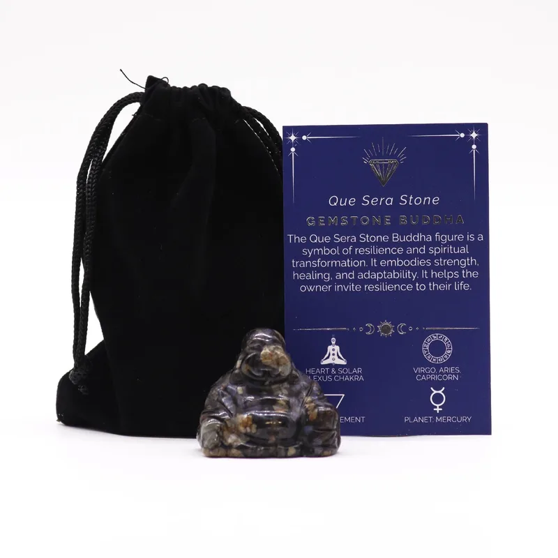 Gemstone Small Buddha Que Sera Stone 35x40x23mm