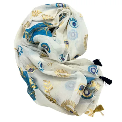 Nomad Sari On the Med Collection Pario Bianco , Blu & Oro Evil Eye Design — foto 3
