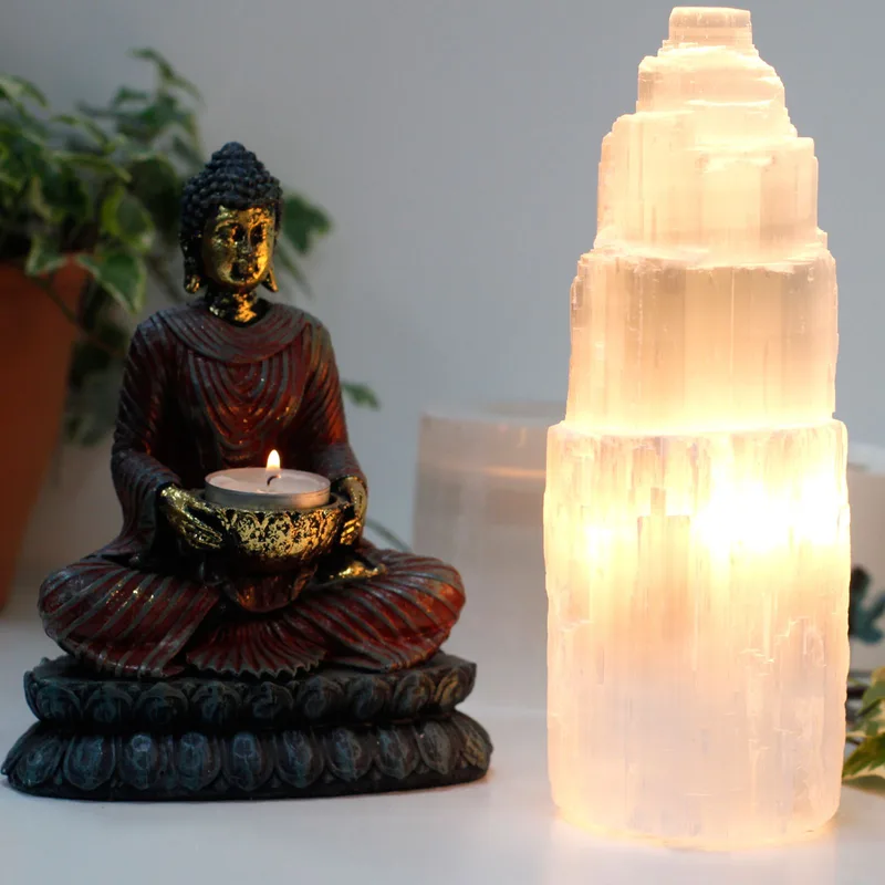 Naturale Selenite Tower Lamp 25 cm — foto 1