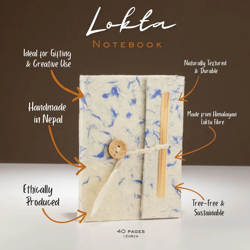 Mini Lokta Mixed Blu Cotton Notebook Lrg (12x8cm) 40 leafs — foto 1