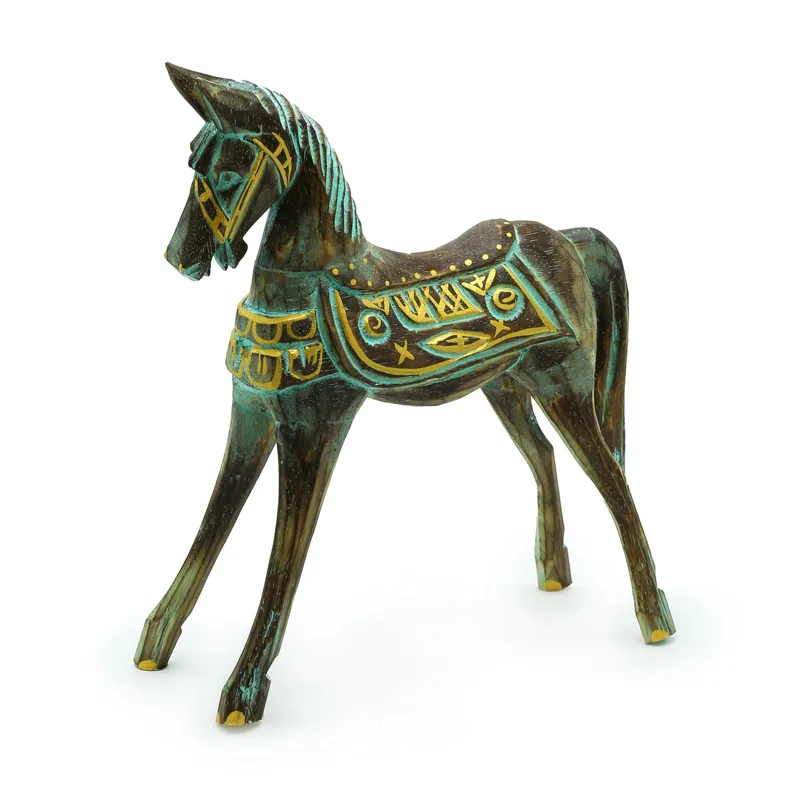 Large Oro & Turquoise Horse 32 cm