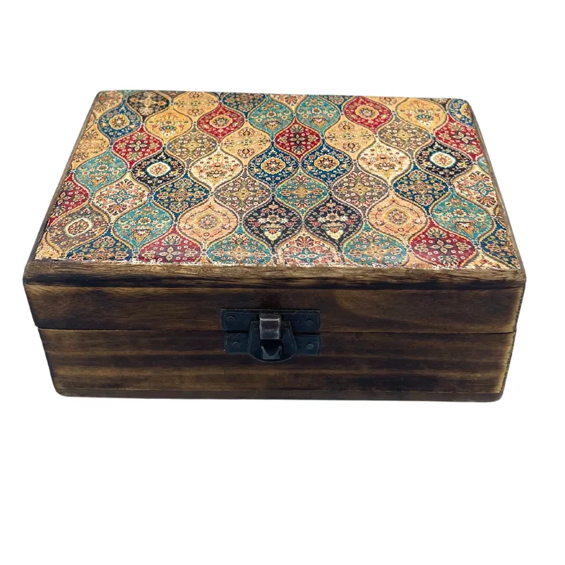 Medium Ceramic Glazed Legno Scatola - 15x10x6cm - Trad-Pattern