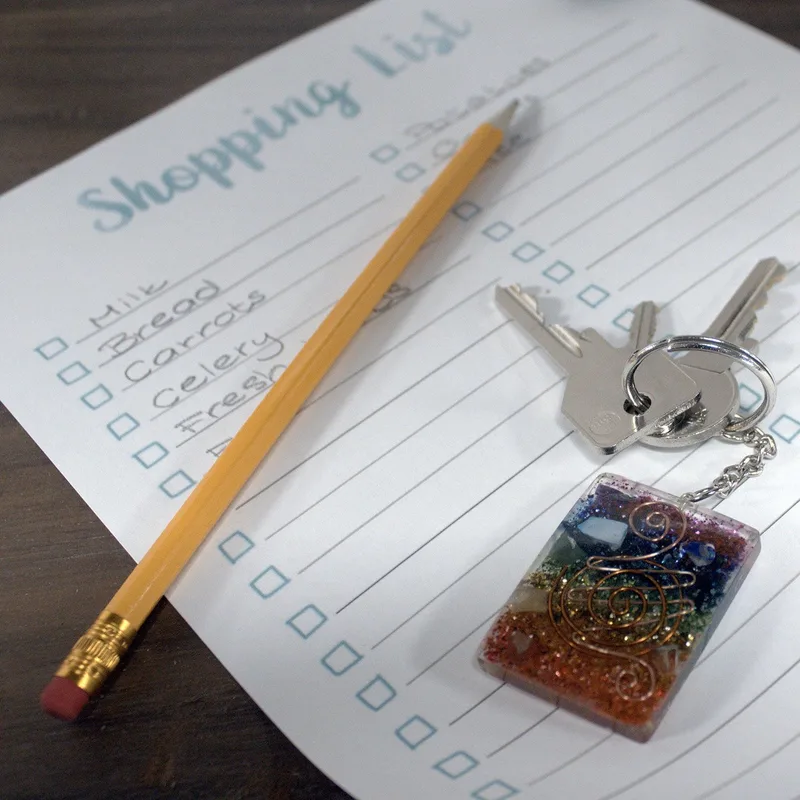 Orgonite Power Keyring Gemstone Chakra Hamsa — foto 1