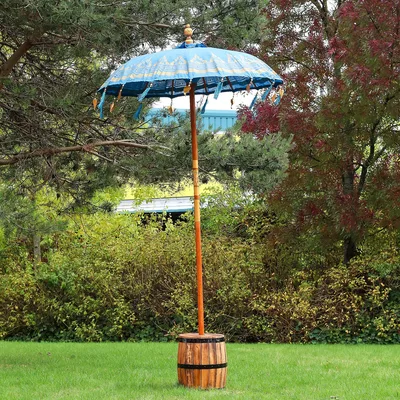 Bali Patio Parasol - Cotton - Turquoise Decor - 1.5m — foto 3