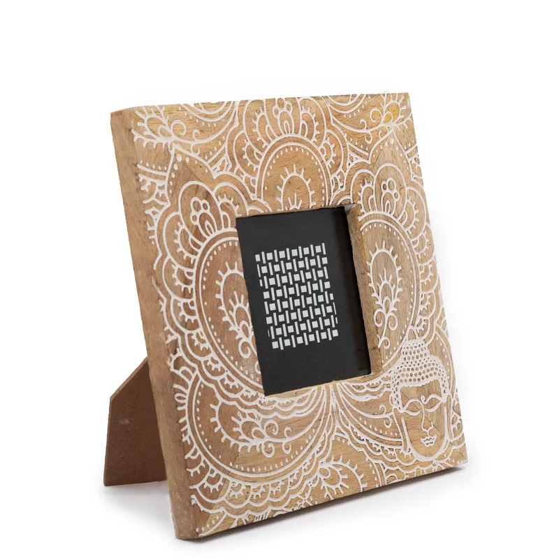 Small Mango Legno Picture Framel 20x20x2cm Buddha Bianco