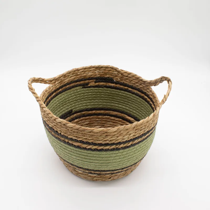 Cotton & Seagrass Large Baskets Naturale Nero & Green Set of 3 — foto 2
