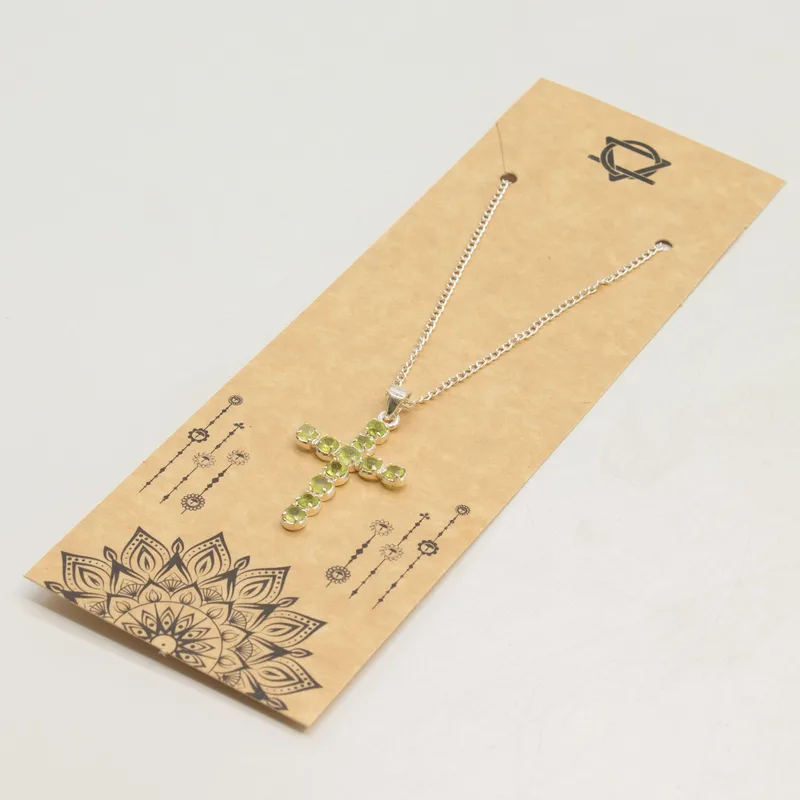 Indian Devotional Pendant Argento Plated Peridot Crucifix — foto 2