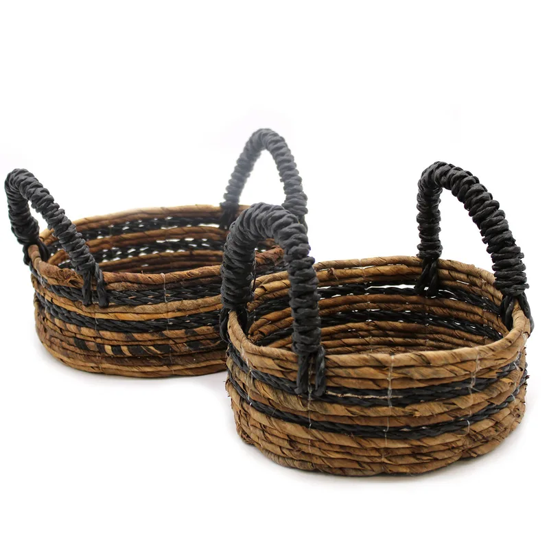 Banana Leaf & Hitam Raffia Basket- Set of 2 — foto 4