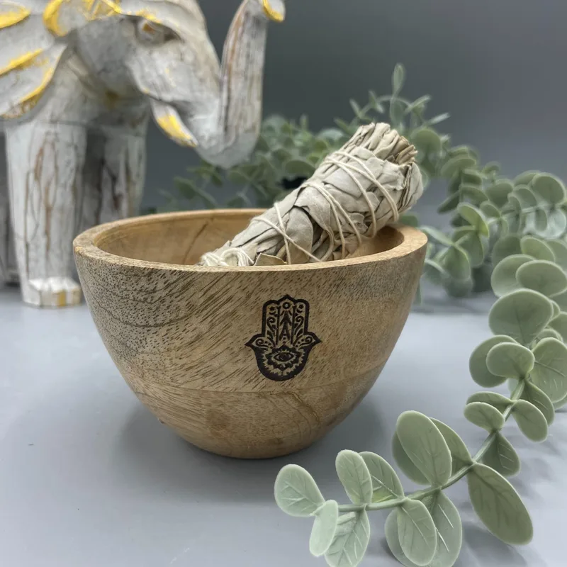 Ciotola di Stesura al Legno e Offerte Rituali – Hamsa – 12x7cm — foto 2