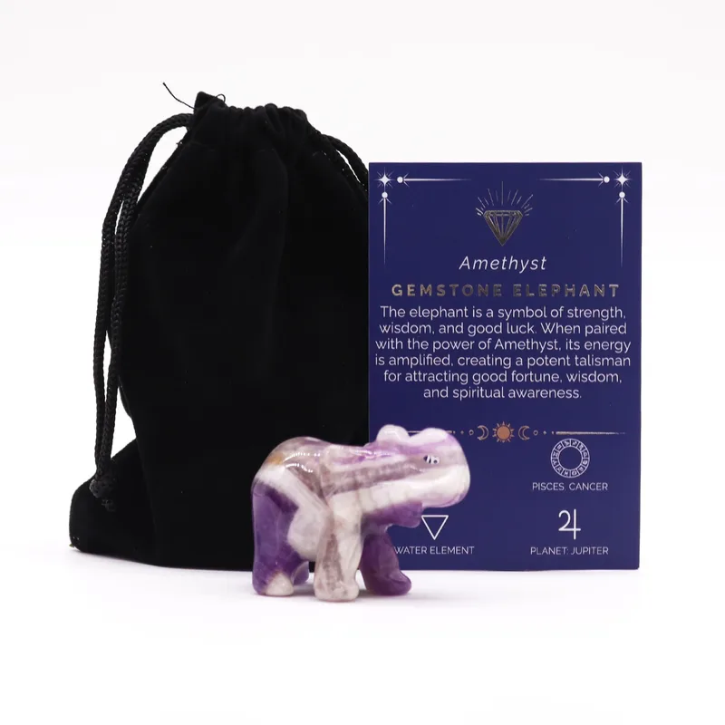 Gemstone Lucky Elephant Amethyst 50x35x25mm