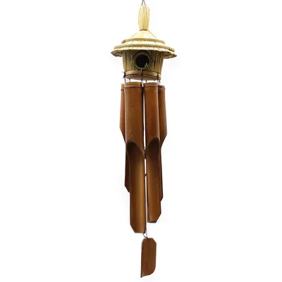 Lrg Round Seagrass Bird Scatola with Chimes 56x20cm — foto 4