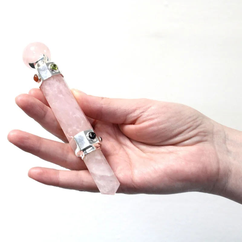 Hexagonal Crystal Healing Wand 12cm Rosa Quartz — foto 3